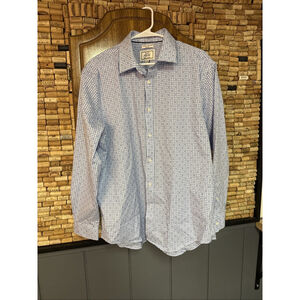JOS. A. BANKS Dress Shirt Blue Stripe Long Sleeve Size 17-35 Tailored Fit